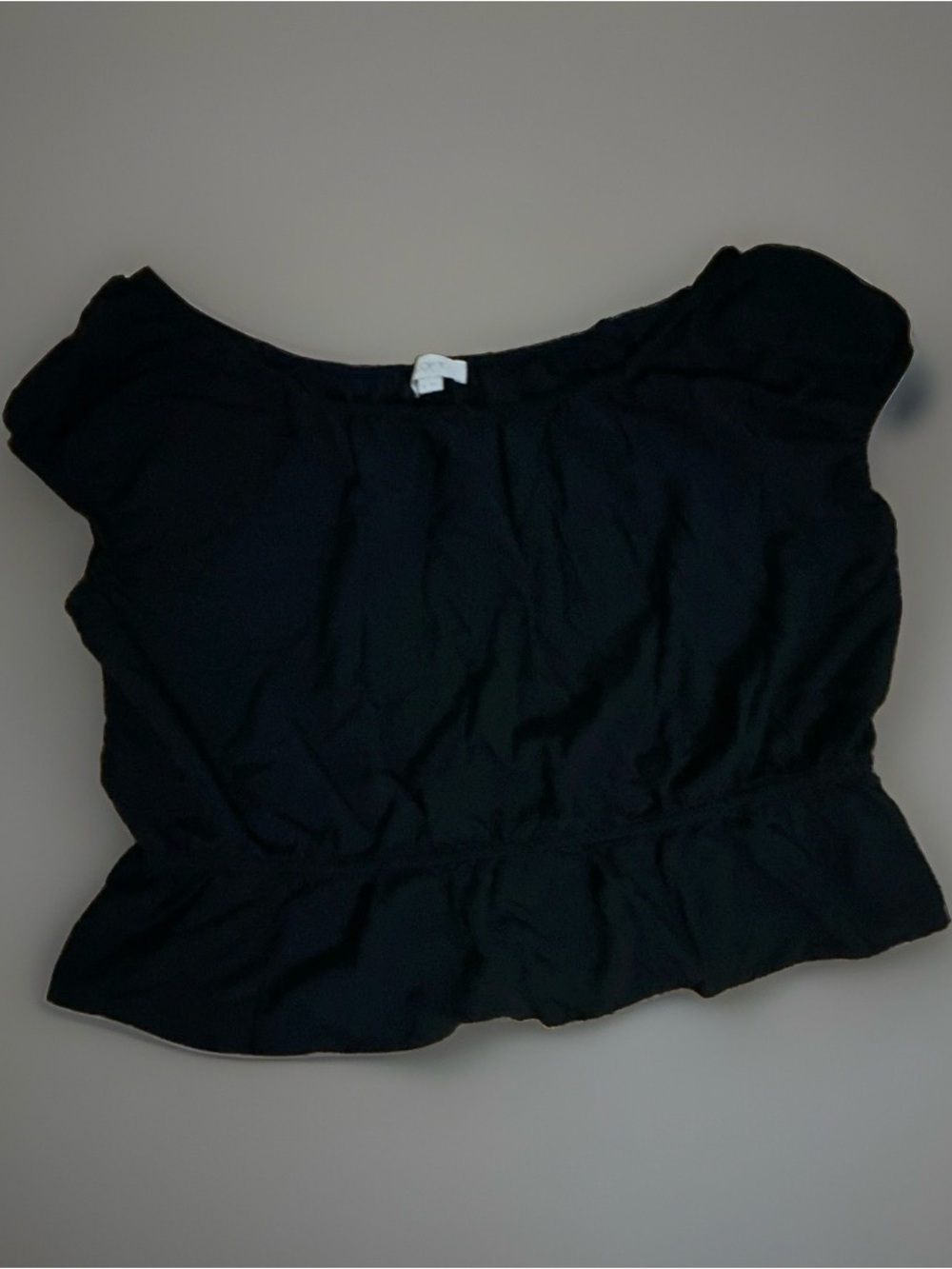 Loft Black Boho Peasant Peplum Cap-Sleeve Top Blouse Sz XL